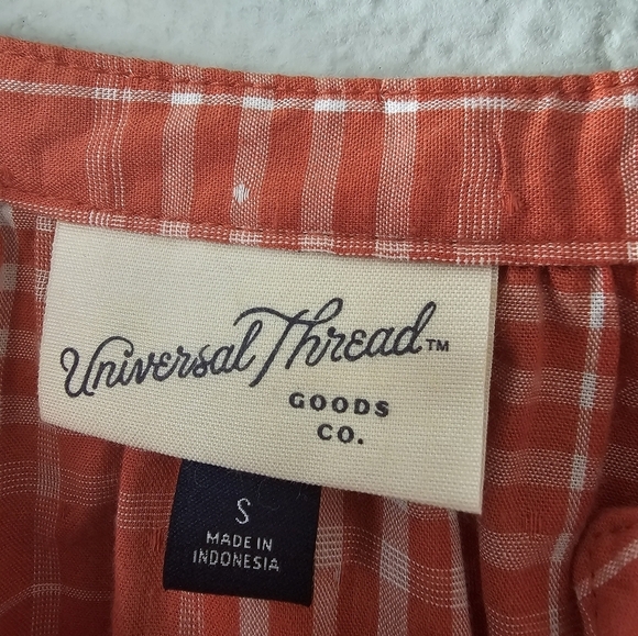 Universal Thread Blouse Women Sz S Plaid Ballon Sleeve PopOver Oversize - Picture 4 of 13